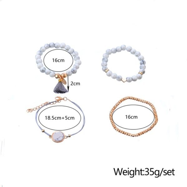 4 Pcs/ Set Bohemian charm bead Bracelet Women tassel Bangles gold heart Bracelets Sets Jewelry Party Gifts - Image 3