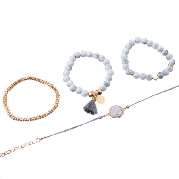 4 Pcs/ Set Bohemian charm bead Bracelet Women tassel Bangles gold heart Bracelets Sets Jewelry Party Gifts - Image 4