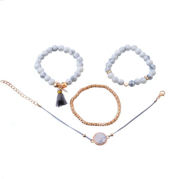 4 Pcs/ Set Bohemian charm bead Bracelet Women tassel Bangles gold heart Bracelets Sets Jewelry Party Gifts - Image 5