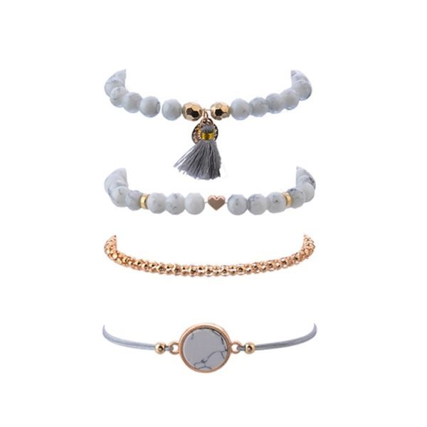 4 Pcs/ Set Bohemian charm bead Bracelet Women tassel Bangles gold heart Bracelets Sets Jewelry Party Gifts - Image 6