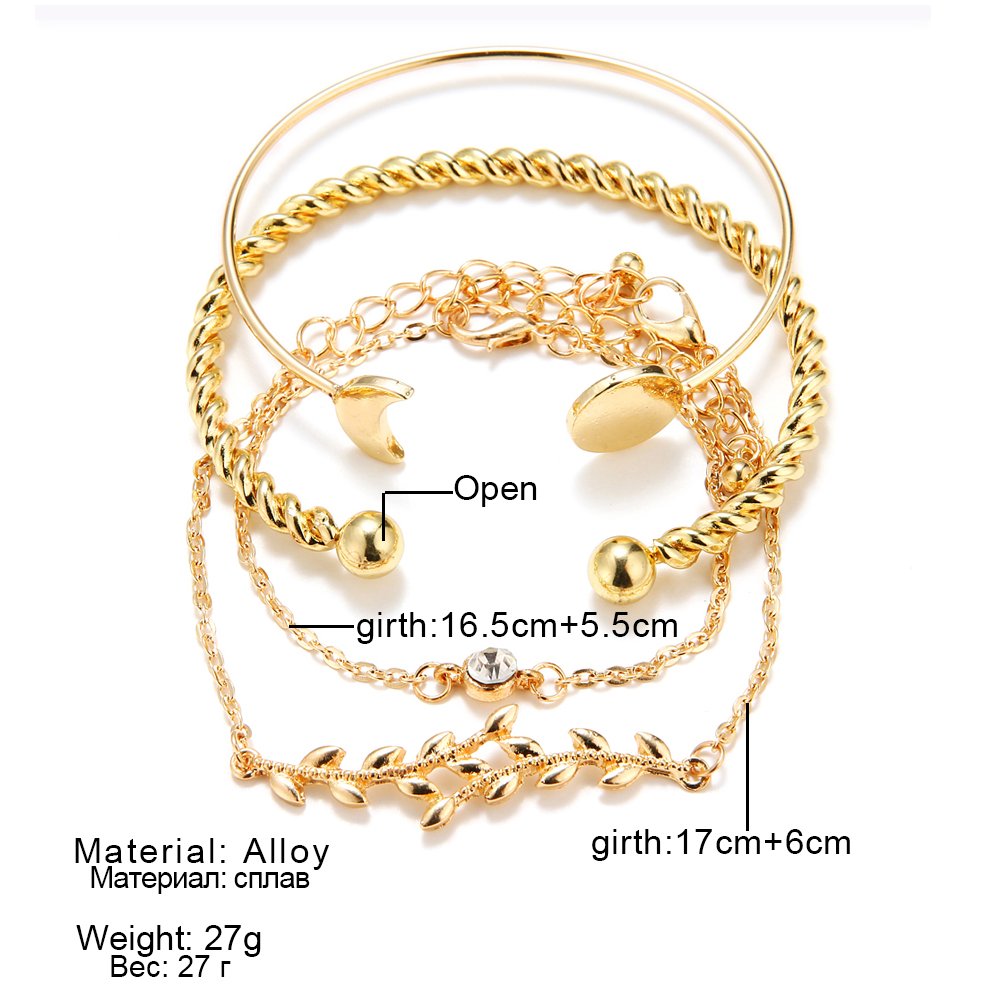 4 Pcs/ Set Classic Arrow Knot Round Crystal Multilayer Adjustable Open Bracelet Set Women Fashion Party Jewelry Multiple Styles - Image 6