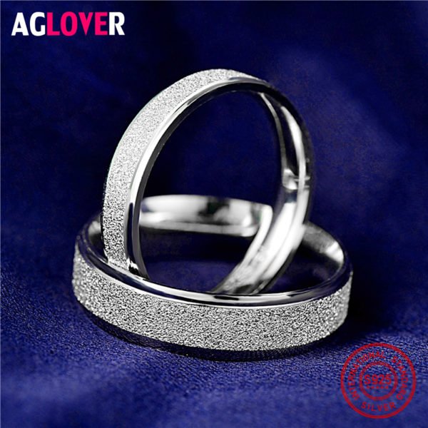 925 Sterling Silver Rings Woman Fashion Simple Couple Matte Rings Charming Female Lovers Jewelry - Image 2