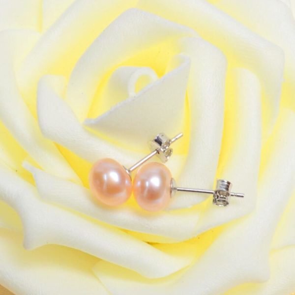 ASHIQI Natural Freshwater Pearl Stud Earrings For Women Real 925 Sterling Silver Jewelry Gift - Image 4