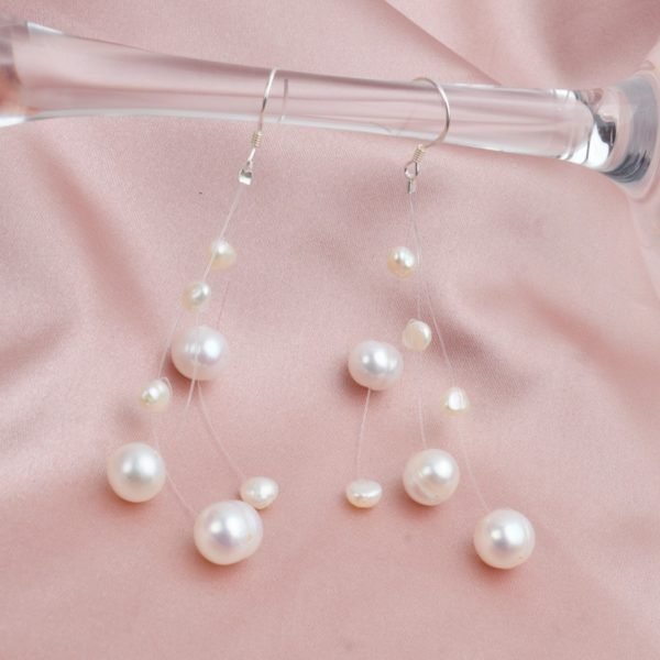 ASHIQI White Natural Freshwater Baroque Pearl Earrings 925 Sterling Silver Multilayer long Tassels Jewelry for Women Gift - Image 2