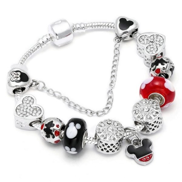 Animal Mickey Charm Bracelets & Bangles Women Jewelry Minnie Pink Bow-Knot Pendant Brand Bracelet DIY Handmade for Girl Gift - Image 4