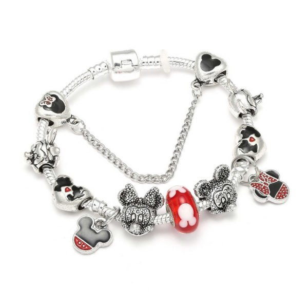 Animal Mickey Charm Bracelets & Bangles Women Jewelry Minnie Pink Bow-Knot Pendant Brand Bracelet DIY Handmade for Girl Gift - Image 5