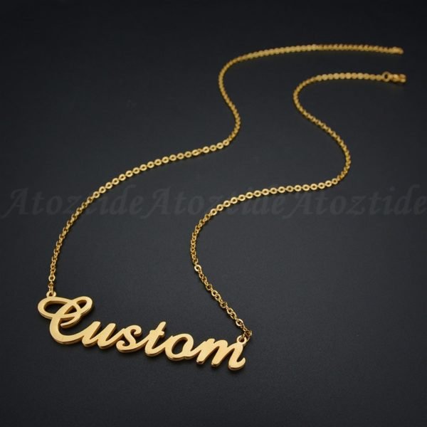 Atoztide Customized Fashion Stainless Steel Name Necklace Personalized Letter Gold Choker Necklace Pendant Nameplate Gift - Image 3