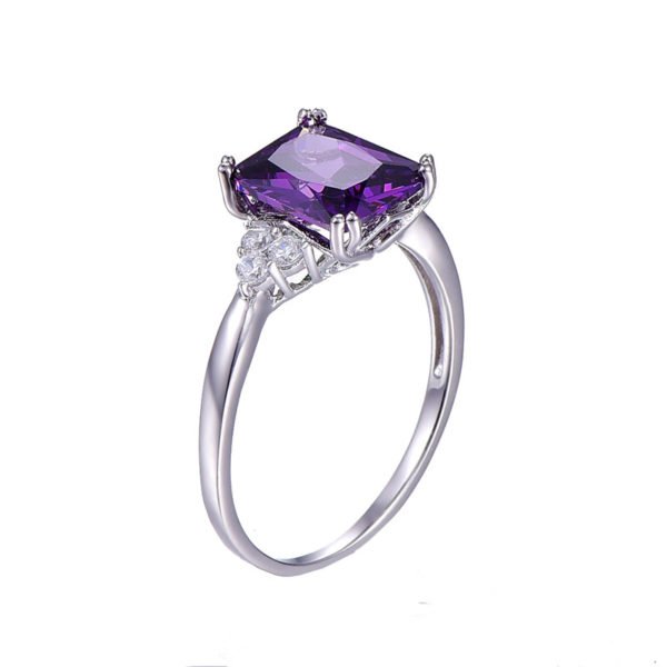 BONLAVI 5.25ct 8*10mm Amethyst Brand Jewelry Ladies 925 Sterling Silver Square Rings High Quality Engagement Ring Size 5-10 - Image 2