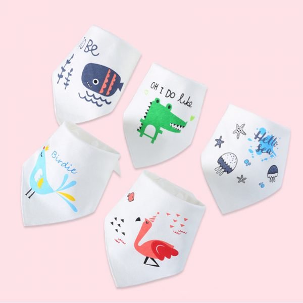Baby Bibs for Boy Girl Bandana Bib Burp Cloth Print Animal Triangle Cotton Baby Scarf Meal Collar Burp Baby Accessories - Image 2