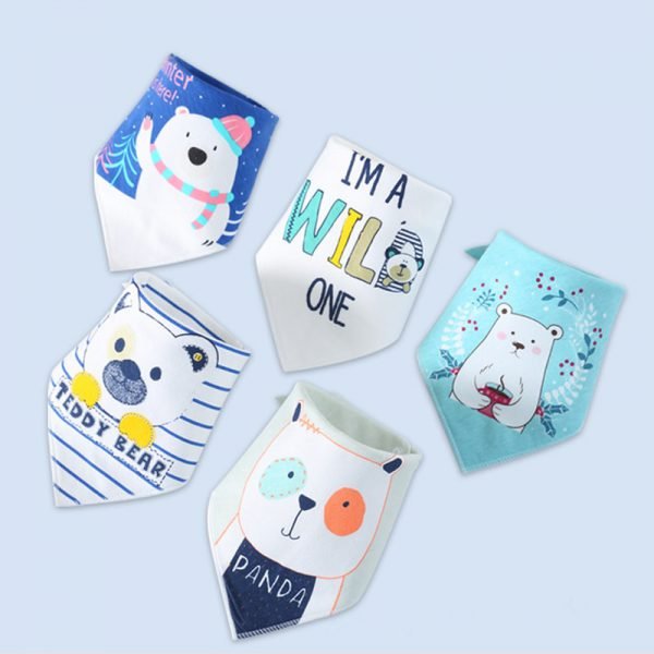 Baby Bibs for Boy Girl Bandana Bib Burp Cloth Print Animal Triangle Cotton Baby Scarf Meal Collar Burp Baby Accessories