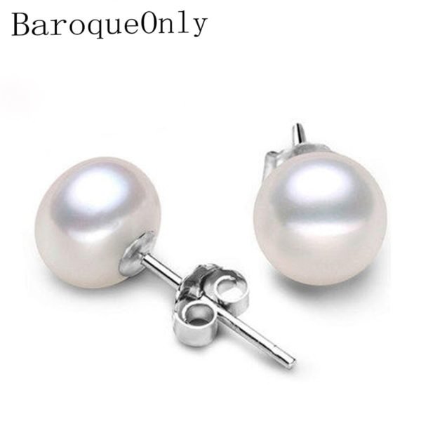 BaroqueOnly 100% Genuine Freshwater Pearl white pink purple blue Silver Stud Earrings Fashion Jewelry for Women Super Deal