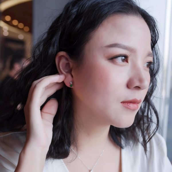 CZCITY Brand Cute Green Square Cubic Zirconia Crystal Silver Earrings Lady Small Stud Emerald Earrings for Women Fine Jewelry - Image 3