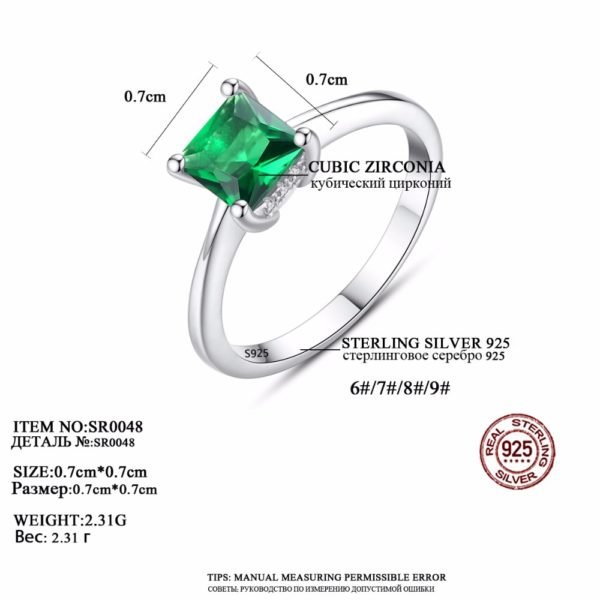 CZCITY Emerald Simple Female Zircon Stone Finger Ring 925 Sterling Silver Women Jewelry Prom Wedding Engagement Rings Brand Gift - Image 3