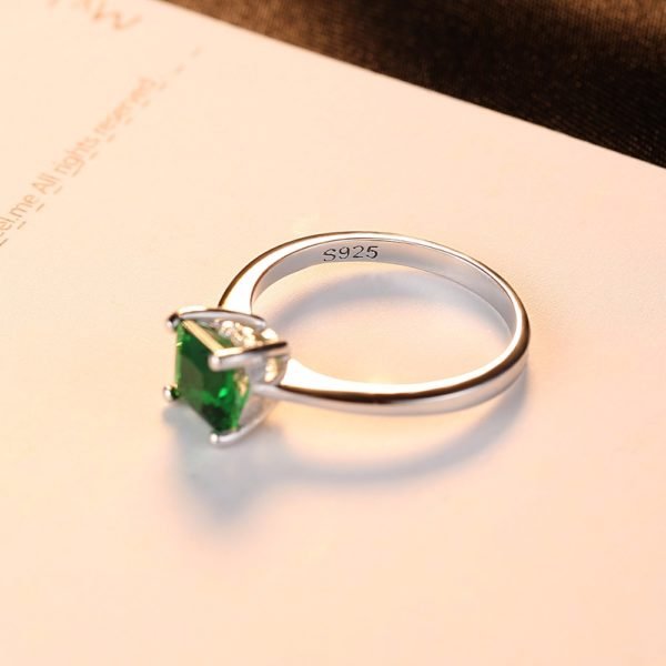 CZCITY Emerald Simple Female Zircon Stone Finger Ring 925 Sterling Silver Women Jewelry Prom Wedding Engagement Rings Brand Gift - Image 6