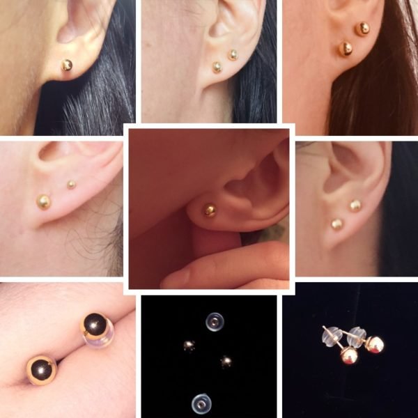 CZCITY Luxury Brand Charm Authentic Pure 18k Yellow Gold Round Bead Ball Stud Earrings For Women Daily Wear Gold Earring Jewelry - Image 5