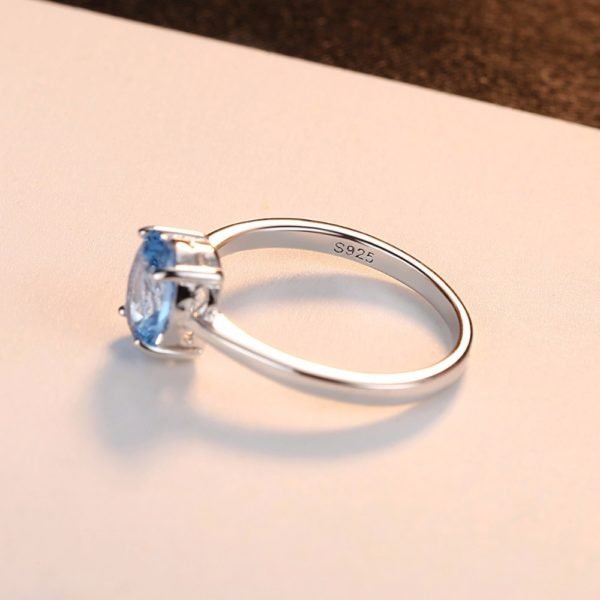 CZCITY Natural Solitaire Sky Blue Oval Topaz Stone Sterling Silver Ring For Women Fashion S925 Fine Jewelry Finger Band Rings - Image 4