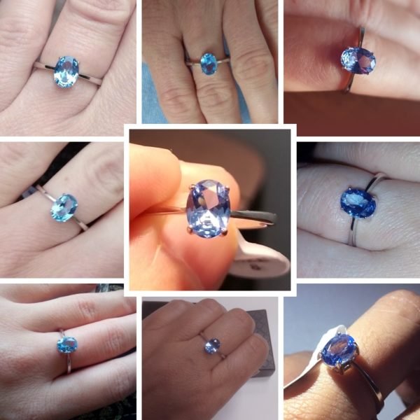 CZCITY Natural Solitaire Sky Blue Oval Topaz Stone Sterling Silver Ring For Women Fashion S925 Fine Jewelry Finger Band Rings - Image 5