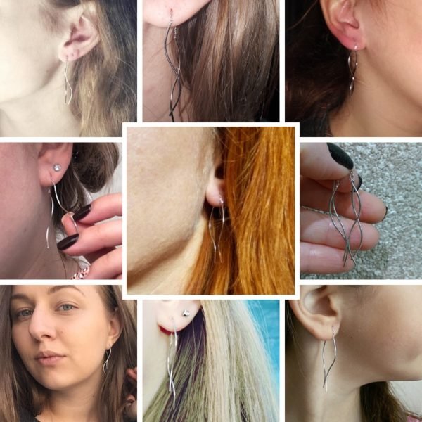 CZCITY New Arrival Trendy Pure Silver Wavy Long Chain Minimalist Link Dangle Earrings For Women 925 Sterling Silver Brincos - Image 5