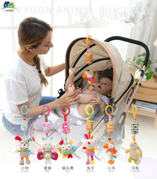 Cartoon Developmental Baby Toys Infant Mobile Plush Baby Toy Bed Wind Chimes Rattles Bell Toy Baby Crib Bed Hanging Bells Toys