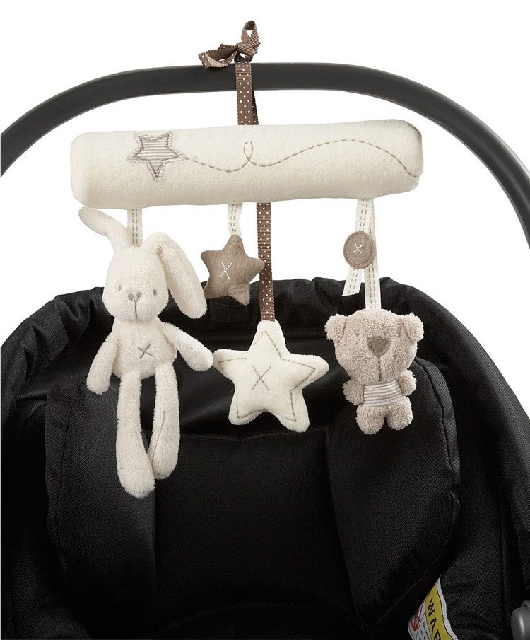 Creative Infants Cradle Cute Rabbit baby music hanging bed safety seat plush toy Hand Bell Multifunctional Plush Toys - Image 2