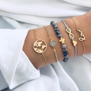 DIEZI Bohemian Turtle Charm Bracelets Bangles For Women Fashion Gold Color Strand Bracelets Sets Jewelry Party Gifts