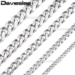 Davielsee Mens Necklace Chain Stainless Steel Gold Silver Black Wholesale 2018 Necklace for Men Jewelry Gift 3 5 7 9 11mm LKNM07