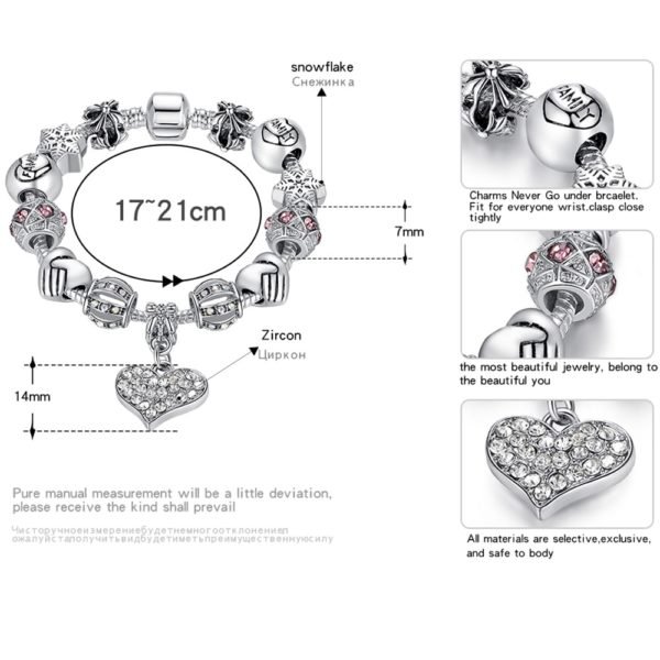 ELESHE Luxury Brand Women Bracelet 925 Unique Silver Crystal Charm Bracelet for Women DIY Beads Bracelets & Bangles Jewelry Gift - Image 3