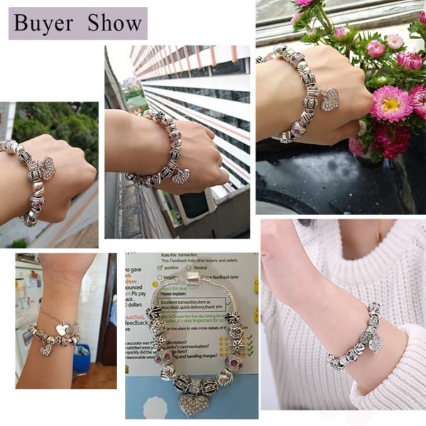ELESHE Luxury Brand Women Bracelet 925 Unique Silver Crystal Charm Bracelet for Women DIY Beads Bracelets & Bangles Jewelry Gift - Image 6