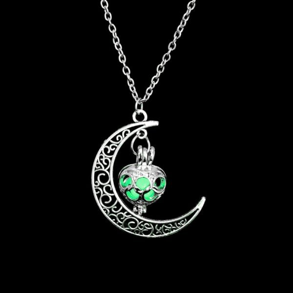 FAMSHIN 2019 New Hot Moon Glowing Necklace,Gem Charm Jewelry,Silver Plated,Women Halloween Hollow Luminous Stone Necklace Gifts - Image 4