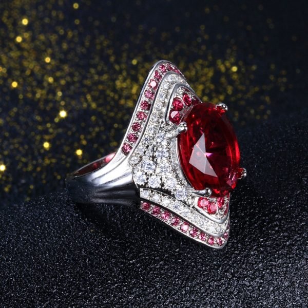 Fashion New 925 Sterling Silver Ring With Ruby Stones For Women Vintage Crystal Zircon Fashion Luxury Party Engagement Jewelry - Image 4