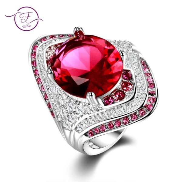 Fashion New 925 Sterling Silver Ring With Ruby Stones For Women Vintage Crystal Zircon Fashion Luxury Party Engagement Jewelry - Image 6