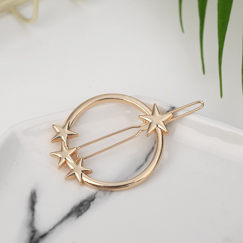 Fashion Woman Hair Accessories Triangle Hair Clip Pin Metal Geometric Alloy Hairband Moon Circle Hairgrip Barrette Girls Holder - Image 3