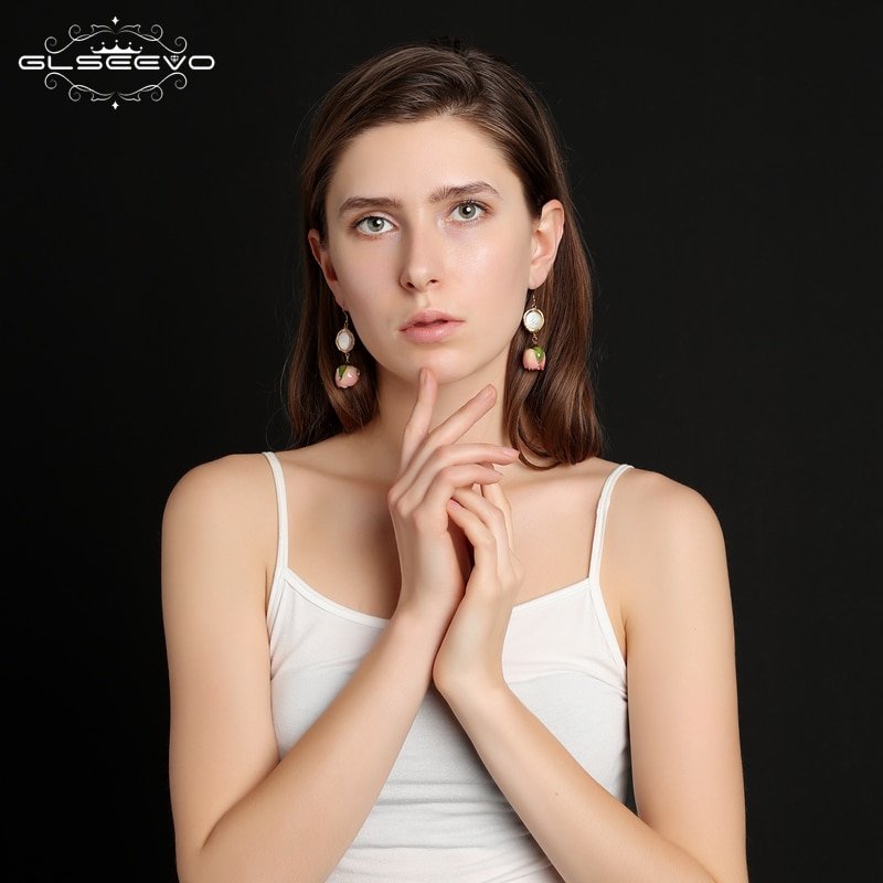 GLSEEVO Natural Fresh Water Baroque Pearl Dangle Earring Flower Drop Earrings Gifts For Women Fine Jewelry Customizable GE0492 - Image 6