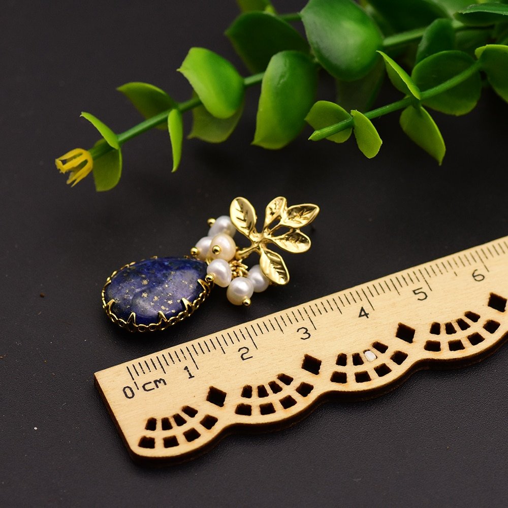 GLSEEVO Natural Fresh Water Baroque Pearl Drop Earrings Women Plant Leaves Dangle Earrings Luxury Handmade Fine Jewelry GE0308 - Image 5