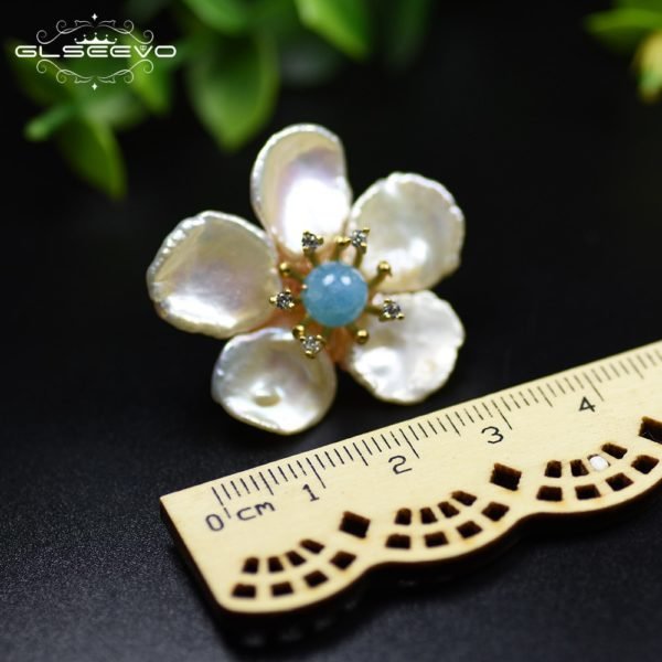 GLSEEVO Natural Fresh Water Baroque Pearl Lapis Lazuli Flower 925 Sterling Silver Stud Earring For Women Fine Jewellery GE0598 - Image 3