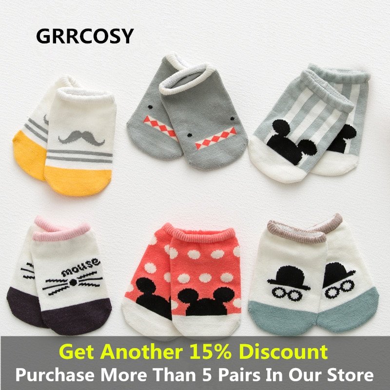GRRCOSY Baby Toddler Socks  Infant Anti-slip novelty socks Cartoon animal Newborn Cotton Baby socks floor socks Boy Girls Cute