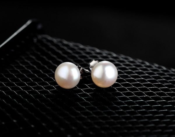 Hot Sale 3 Color 6-9mm 100% 925 Silver Natural Pearl Earrings Classic Fashion Pearl Earrings Jewelry For Women - Image 5