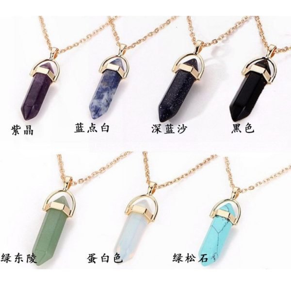 Hot sale Hexagonal Column Quartz Necklaces Pendants Vintage Natural Stone Bullet Crystal Necklace For Women Jewelry - Image 2