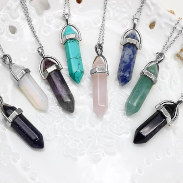 Hot sale Hexagonal Column Quartz Necklaces Pendants Vintage Natural Stone Bullet Crystal Necklace For Women Jewelry - Image 3