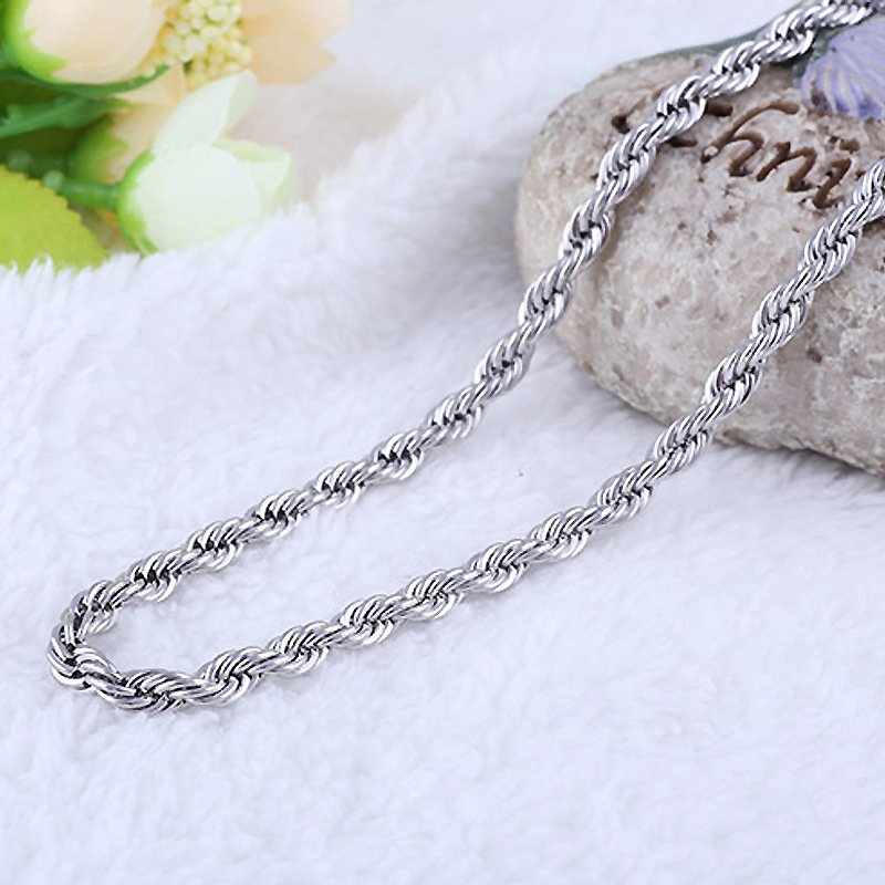 Hot sale Retail Wholesale silver Necklace Women Man necklace 2mm16,18,20,22,24 inch Twist Rope Chain jewelry accesory 925 stamp - Image 4