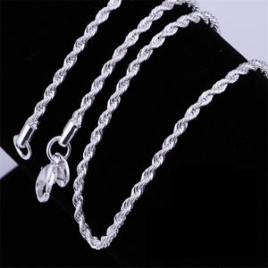 Hot sale Retail Wholesale silver Necklace Women Man necklace 2mm16,18,20,22,24 inch Twist Rope Chain jewelry accesory 925 stamp