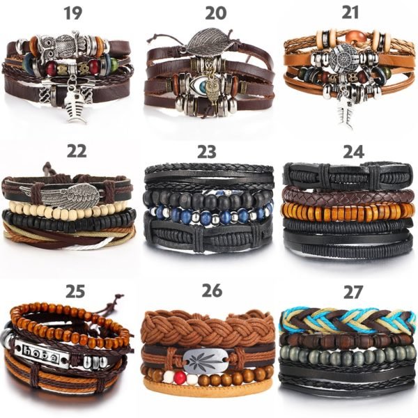 IF ME Vintage Leaf Feather Multilayer Leather Bracelet Men Fashion Braided Handmade Star Rope Wrap Bracelets & Bangles Male Gift - Image 5
