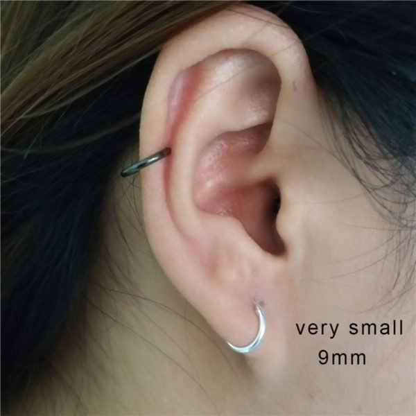 INZATT Real 925 Sterling Silver Minimalist Smooth Round Hoop Earrings Fine Jewelry Personality Accessories Black White Color - Image 2