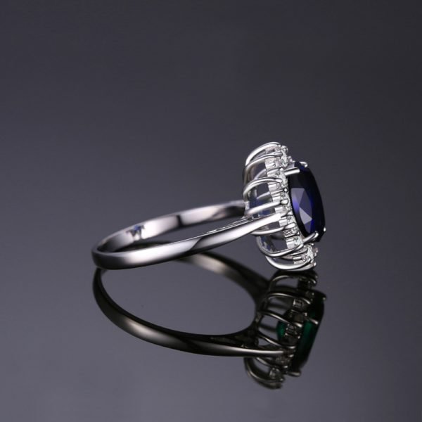 JewelryPalace 925 Sterling Silver Ring 3.2ct Blue Created Sapphire Engagement Ring for Women Fine Jewelry Classic Princess - Image 4