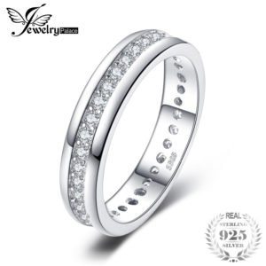 JewelryPalace Classic Wedding Bands Authentic 925 Sterling Silver Eternity Rings Cubic Zirconia Anniversary Jewelry for Women