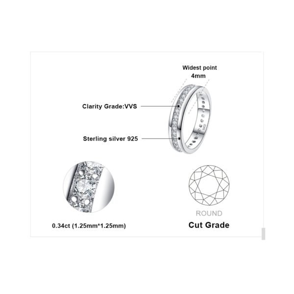 JewelryPalace Classic Wedding Bands Authentic 925 Sterling Silver Eternity Rings Cubic Zirconia Anniversary Jewelry for Women - Image 5