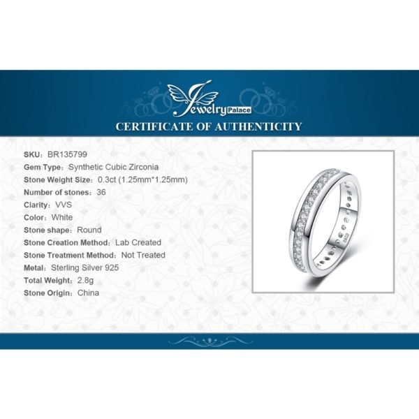 JewelryPalace Classic Wedding Bands Authentic 925 Sterling Silver Eternity Rings Cubic Zirconia Anniversary Jewelry for Women - Image 6