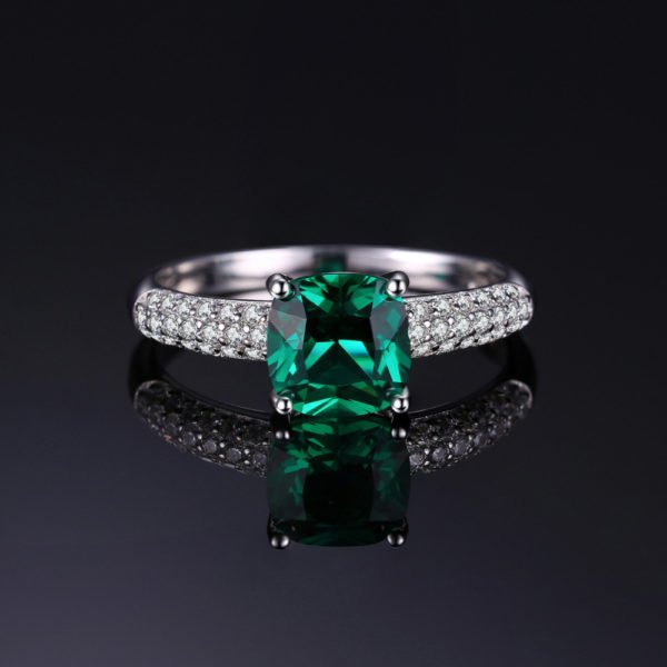 JewelryPalace Cushion 1.8ct Created Nano Russian Emerald Solitaire Engagement Rings 925 Sterling Silver Rings Fine Jewelry - Image 4