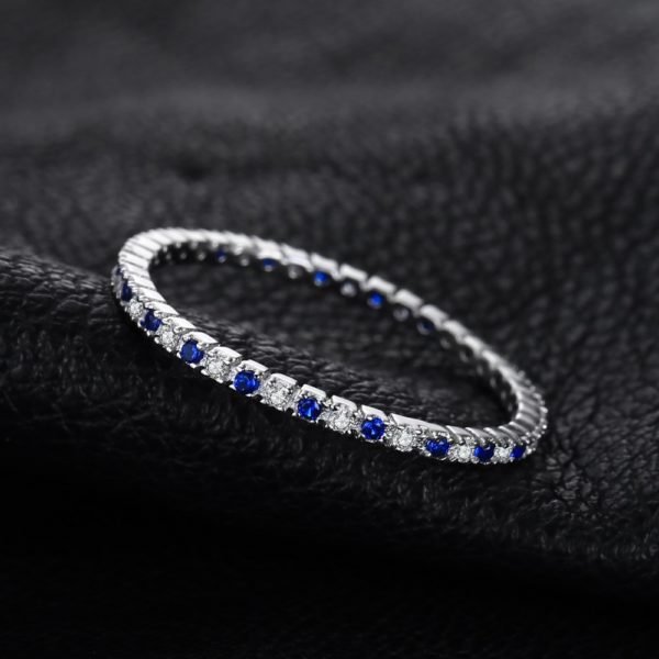 JewelryPalace Exquisite Created Blue Spinel Gemstone Rings 100% 925 Sterling Silver Rings Wedding Bands Women Fine Jewelry - Image 2