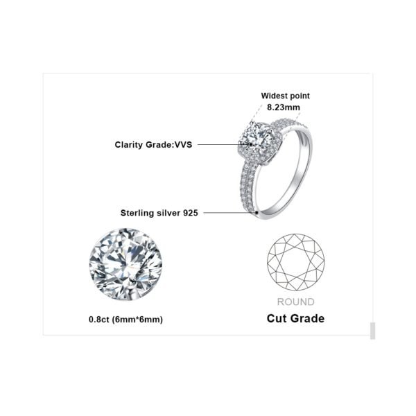 JewelryPalace Halo 1.1ct Round Cubic Zirconia Engagement Promise Ring Genuine 925 Sterling Silver Ring For Women Fashion Jewelry - Image 5